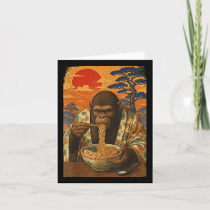 Bigfoot Eating Japanese Ramen Noodles Funny Gifts Card