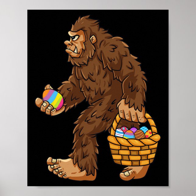 Bigfoot Egg Easter Day Boys Girls Kids Fun Sasquat Poster (Front)