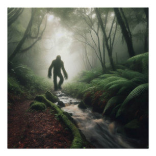 Bigfoot Encounter in the Mist Poster