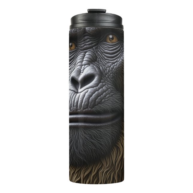 Bigfoot Face Closeup | Gorilla, Skunk Ape Thermal Tumbler (Front)