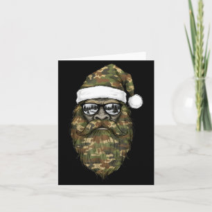Bigfoot Face Sungles Santa Christmas Camo Xmas Sas Card