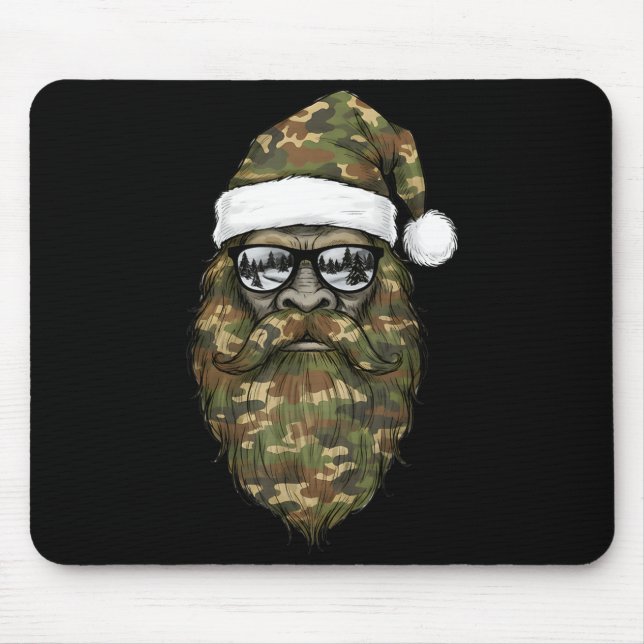 Bigfoot Face Sungles Santa Christmas Camo Xmas Sas Mouse Mat (Front)