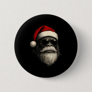 Bigfoot Face Sungles Santa Christmas Funny Xmas Sa 6 Cm Round Badge