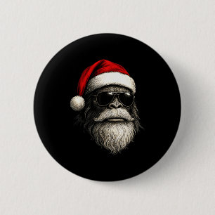 Bigfoot Face Sungles Santa Christmas Funny Xmas Sa 6 Cm Round Badge