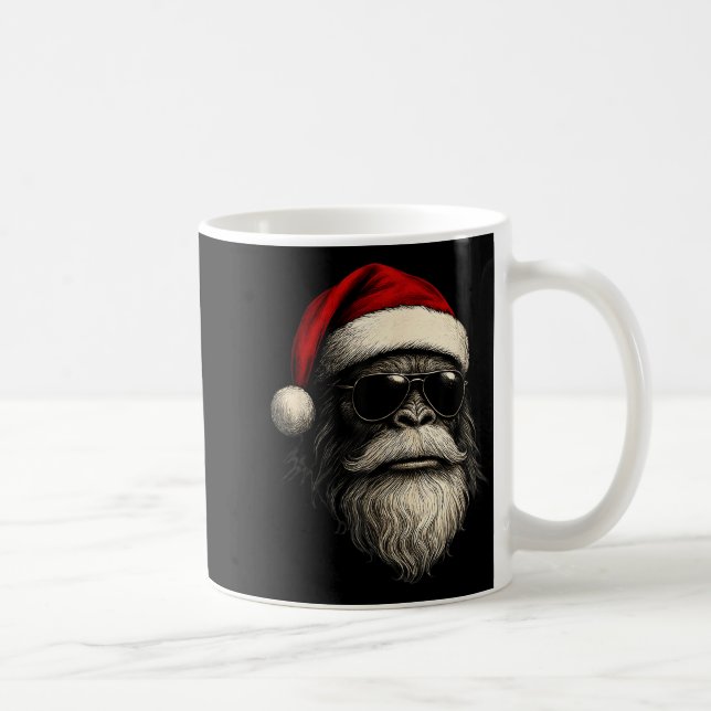 Bigfoot Face Sungles Santa Christmas Funny Xmas Sa Coffee Mug (Right)