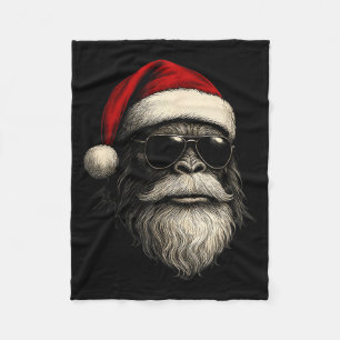 Bigfoot Face Sungles Santa Christmas Funny Xmas Sa Fleece Blanket