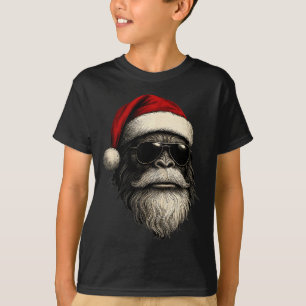 Bigfoot Face Sungles Santa Christmas Funny Xmas Sa T-Shirt