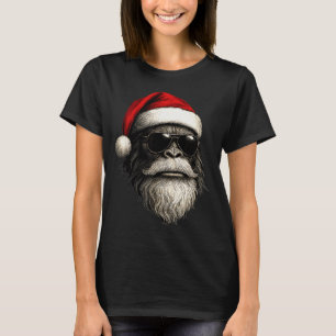 Bigfoot Face Sungles Santa Christmas Funny Xmas Sa T-Shirt