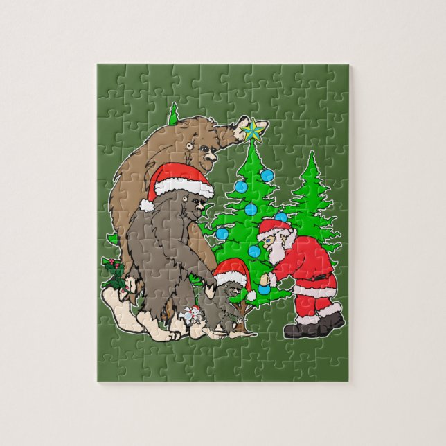 Bigfoot family  and Santa Jigsaw Puzzle (Vertical)
