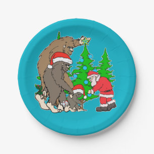 Bigfoot family  and Santa Paper Plate