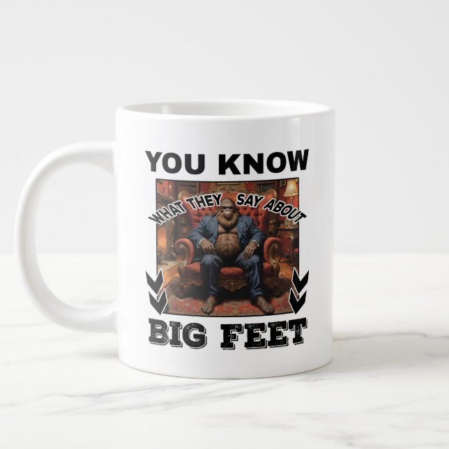 Bigfoot Feet Joke Large Coffee Mug (Left)