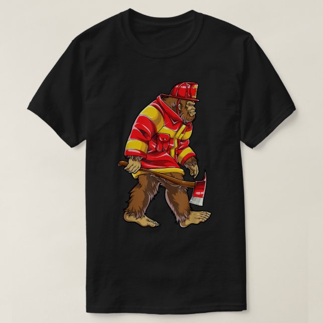 Bigfoot Firefighter Men Thin Red Line Sasquatch Lo T-Shirt (Design Front)