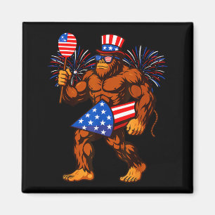 Bigfoot firework american flag bigfoot 4th of july magnet