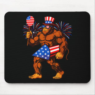 Bigfoot firework american flag bigfoot 4th of july mouse mat