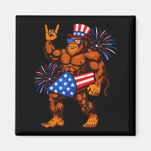 Bigfoot firework american flag sasquatch 4th of magnet