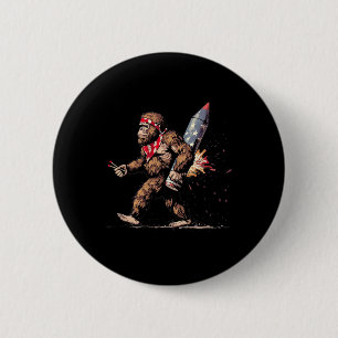 Bigfoot Fireworks 4th Of July Men Sasquatch Americ 6 Cm Round Badge