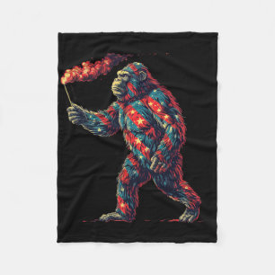 Bigfoot Fireworks 4th Of July Men Sasquatch Americ Fleece Blanket