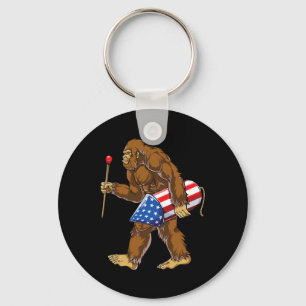 Bigfoot Fireworks 4th Of July Men Sasquatch Americ Key Ring