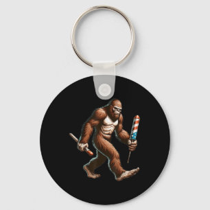 Bigfoot Fireworks 4th Of July Men Sasquatch Americ Key Ring