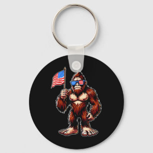 Bigfoot Fireworks 4th Of July Men Sasquatch Americ Key Ring