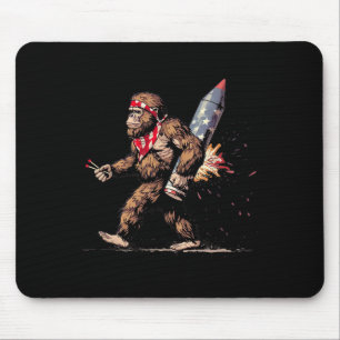 Bigfoot Fireworks 4th Of July Men Sasquatch Americ Mouse Mat