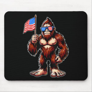 Bigfoot Fireworks 4th Of July Men Sasquatch Americ Mouse Mat