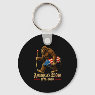 Bigfoot fireworks 4th of july patriotic sasquatch key ring