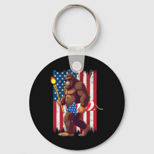 Bigfoot Fireworks 4th Of July Sasquatch American U Key Ring