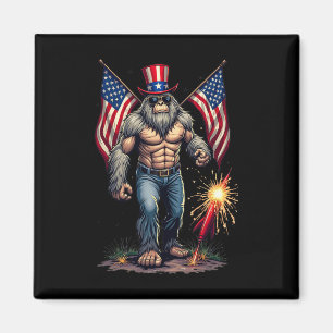 Bigfoot Fireworks 4th Of July Sasquatch American U Magnet