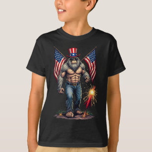 Bigfoot Fireworks 4th Of July Sasquatch American U T-Shirt