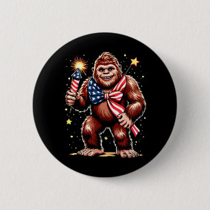 Bigfoot Fireworks 4th Of July Sasquatch US America 6 Cm Round Badge