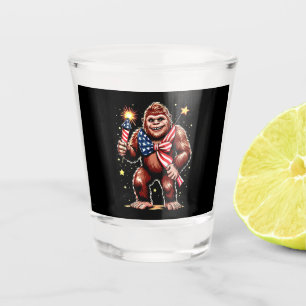 Bigfoot Fireworks 4th Of July Sasquatch US America Shot Glass