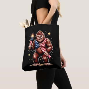 Bigfoot Fireworks 4th Of July Sasquatch US America Tote Bag