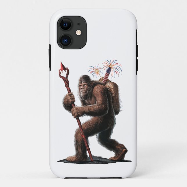 Bigfoot Fireworks 4th of July Usa Flag Sasquatch  Case-Mate iPhone Case (Back)