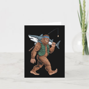 Bigfoot Fisherman Shirt - Funny Sasquatch With Sha Card