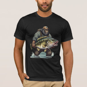 Bigfoot Fishing Bass fish Sasquatch yeti fisherman T-Shirt