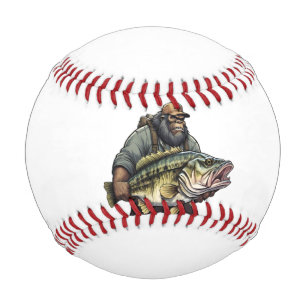 Bigfoot Fishing Bass Fish Sasquatch Yeti in Lake Baseball