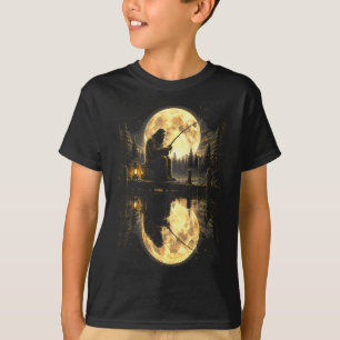 Bigfoot fishing full moon lake reflection outdoor T-Shirt