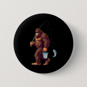 Bigfoot Fishing Funny Retro Sasquatch Fisherman Da 6 Cm Round Badge