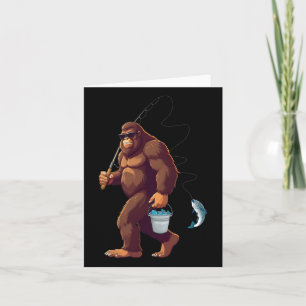 Bigfoot Fishing Funny Retro Sasquatch Fisherman Da Card