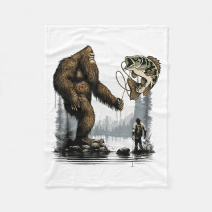 Bigfoot Fishing Funny Sasquatch Fi-shirt  Fleece Blanket