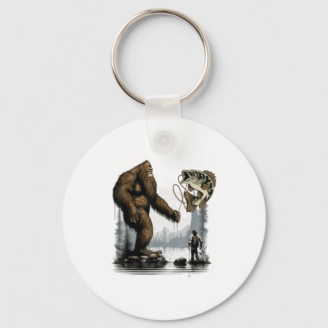 Bigfoot Fishing Funny Sasquatch Fi-shirt  Key Ring (Front)