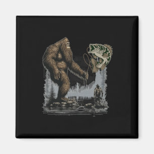 Bigfoot Fishing Funny Sasquatch Fish Magnet