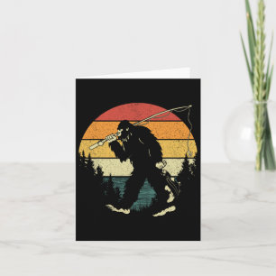 Bigfoot Fishing Funny Sasquatch Fish Sunset 80s B Card