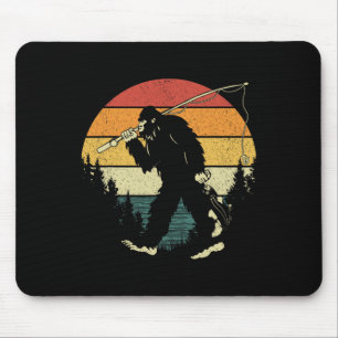 Bigfoot Fishing Funny Sasquatch Fish Sunset 80s By Mouse Mat