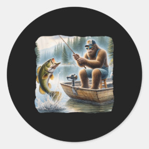Bigfoot Fishing Funny Sasquatch Summer B Fisherman Classic Round Sticker