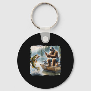 Bigfoot Fishing Funny Sasquatch Summer B Fisherman Key Ring