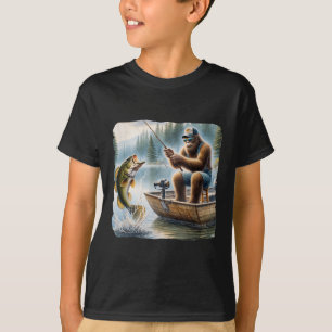 Bigfoot Fishing Funny Sasquatch Summer B Fisherman T-Shirt