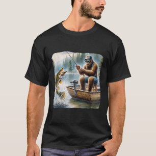 Bigfoot Fishing Funny Sasquatch Summer B Fisherman T-Shirt