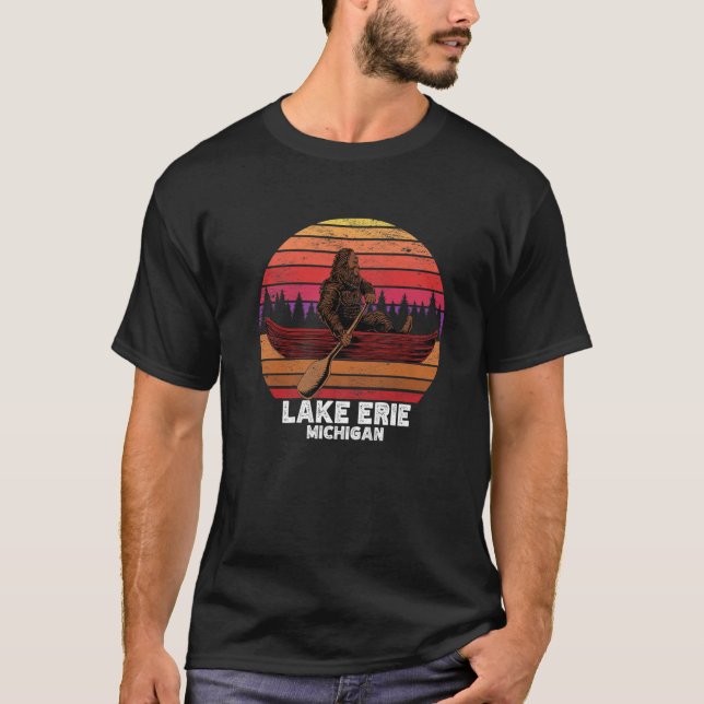 Bigfoot Fishing Lake Canoeing Lake Erie T-Shirt (Front)